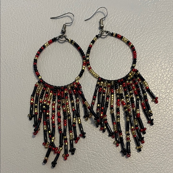 Elegant Beaded Hoop Earrings - Picture 1 of 2